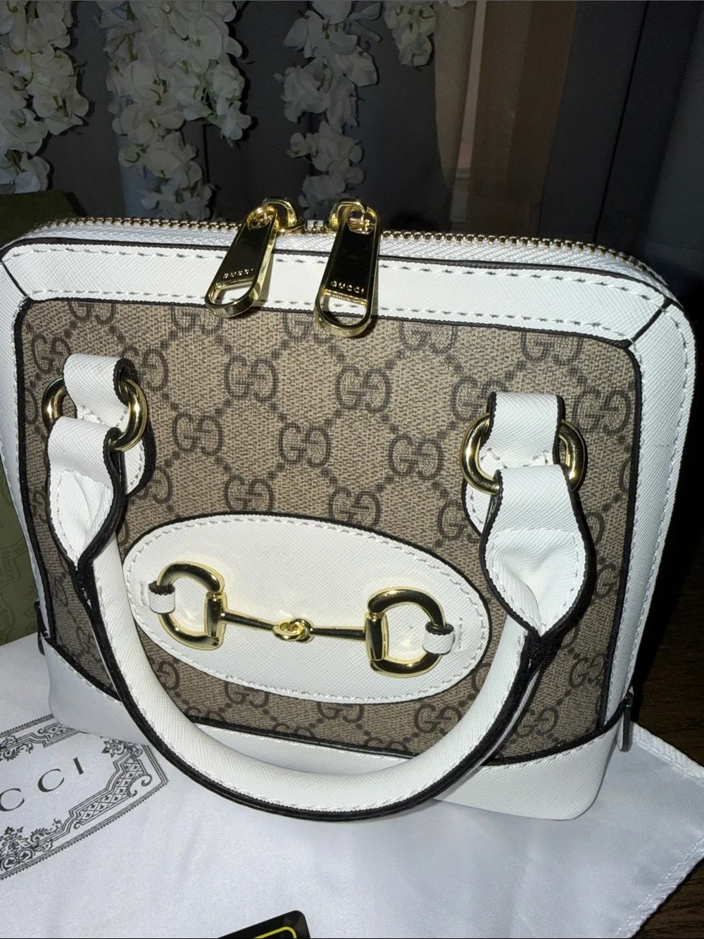 GUCCI Azalea Calfskin Mini Horsebit 1955 with the original paperwork box & dusty